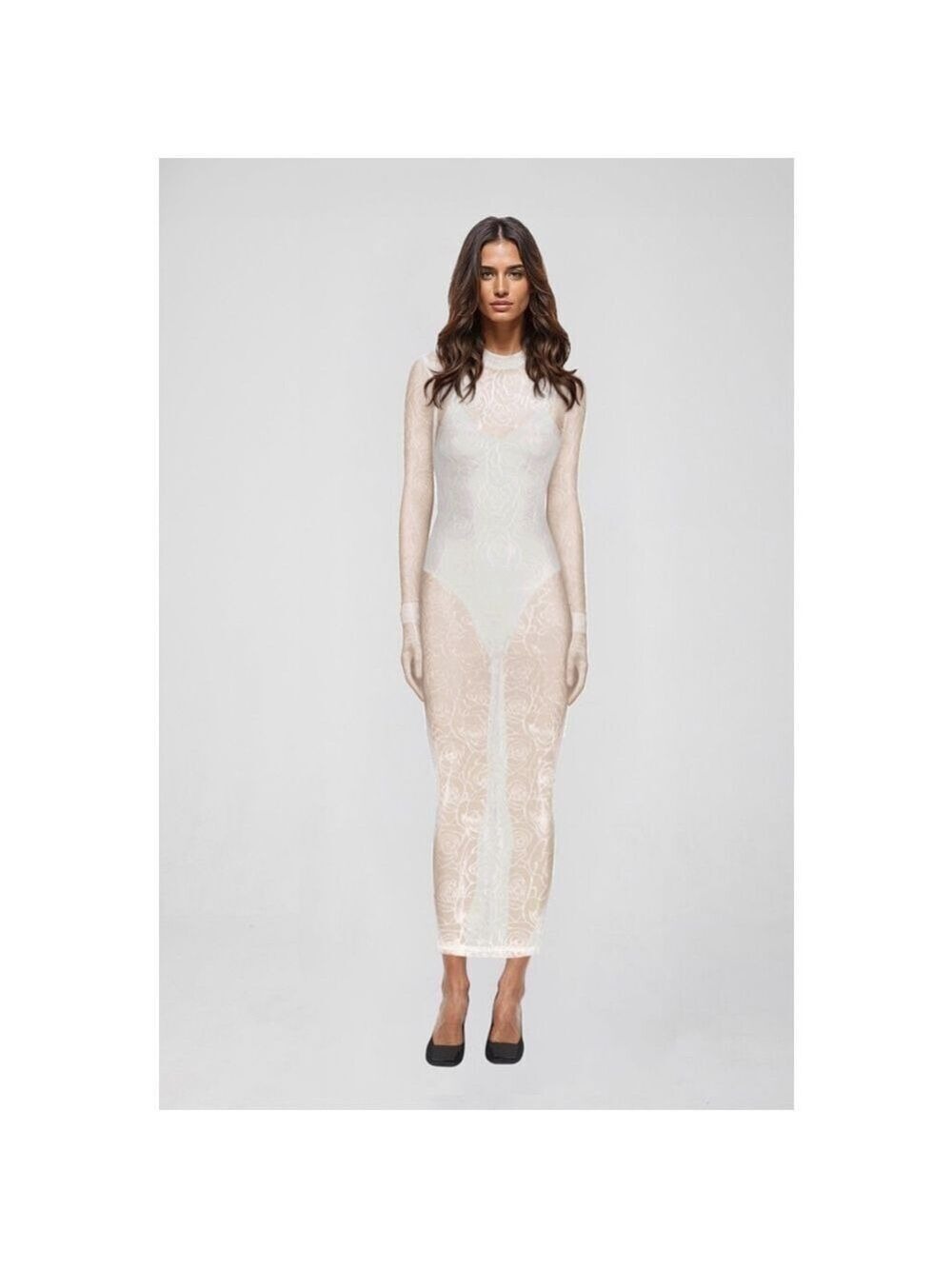 Women's ATOIR White Rose Print Sheer Maxi Dress S